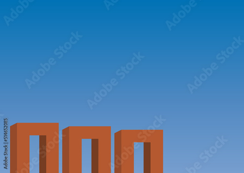 Abstract Architecture Red Gate with Blue Sky Background in Minimalist Style, Suitable for Presentation, Poster, and Backdrop. (Vector)