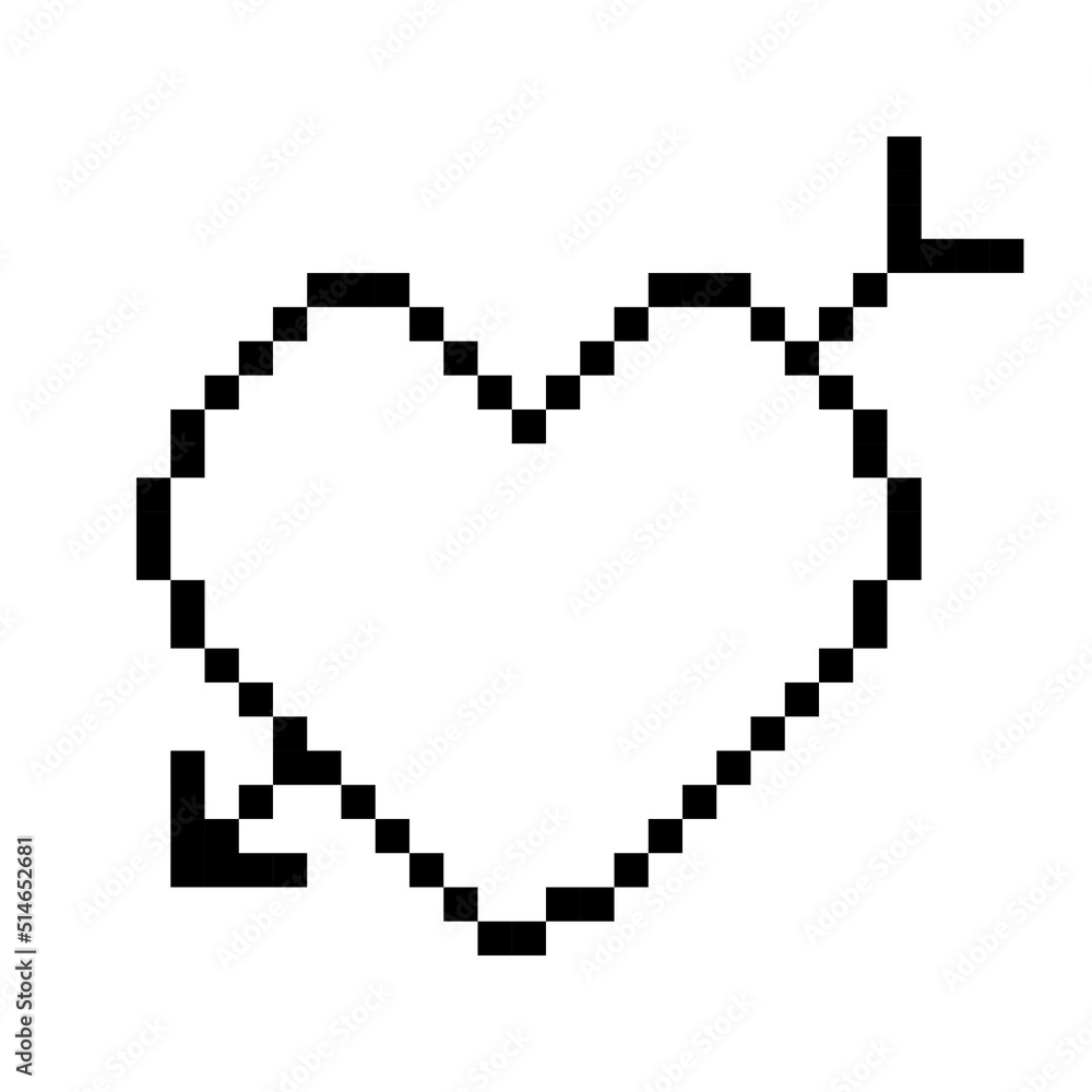 Pixel art heart with arrow in game