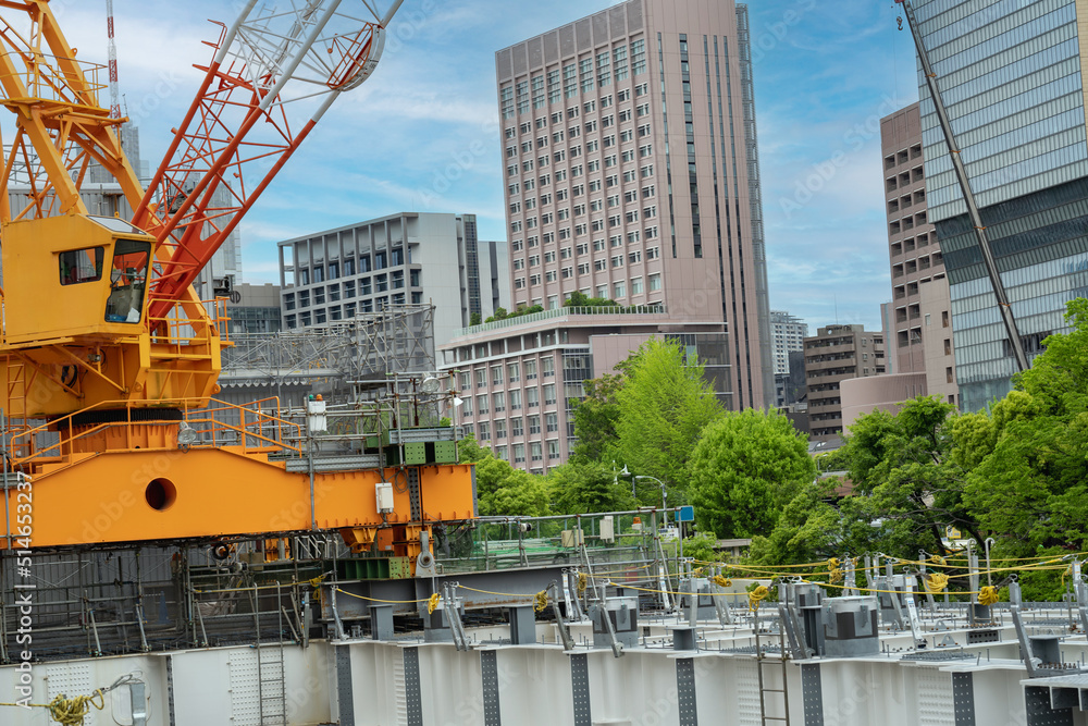 2022年４月、聖橋から見る御茶ノ水駅工事
