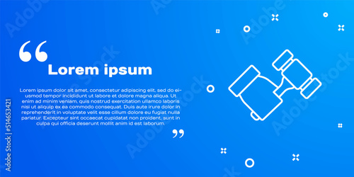 White line Auction hammer icon isolated on blue background. Gavel - hammer of judge or auctioneer. Bidding process, deal done. Auction bidding. Vector