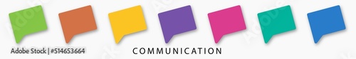 Multicolored speech bubble icons. flag icon. The concept of communication, the dialogue of people. Vector illustration on white isolated background with text communication.