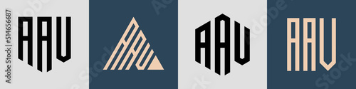 Creative simple Initial Letters AAV Logo Designs Bundle.