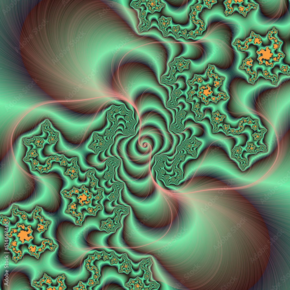 Green abstract fractal background with glowing circles Green abstract fractal background with glowing circles