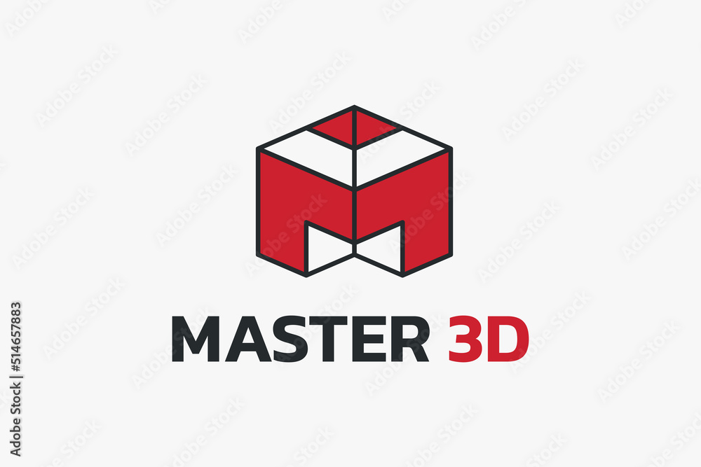 Letter M line logo design, master 3D Letter M line logo design, master 3D