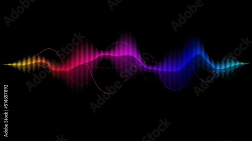 Abstract sound wave line equalizer. Digital music spectrum. Colorful audio wave pattern design. Music technology concept. Vector illustration