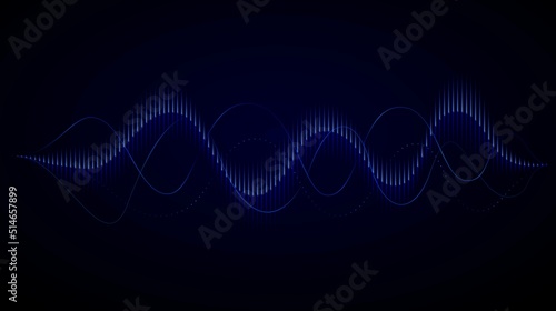 Abstract sound waves. Dynamic vibration background. Digital music equalizer. Vector