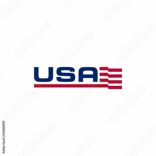 Lettering American USA Flag Symbol Logo Design
