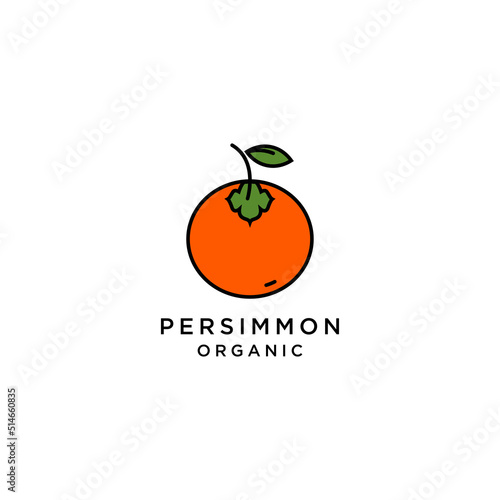 Template creative and fun persimmon fruit logo vector