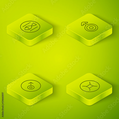 Set Isometric line Symbol Uranus, Mars symbol, Gemini zodiac and Pisces icon. Vector