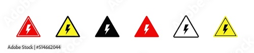 Attention caution danger electricity symbols,triangular electricity warning symbols  set, warning sign isoalted on white background.Vector design