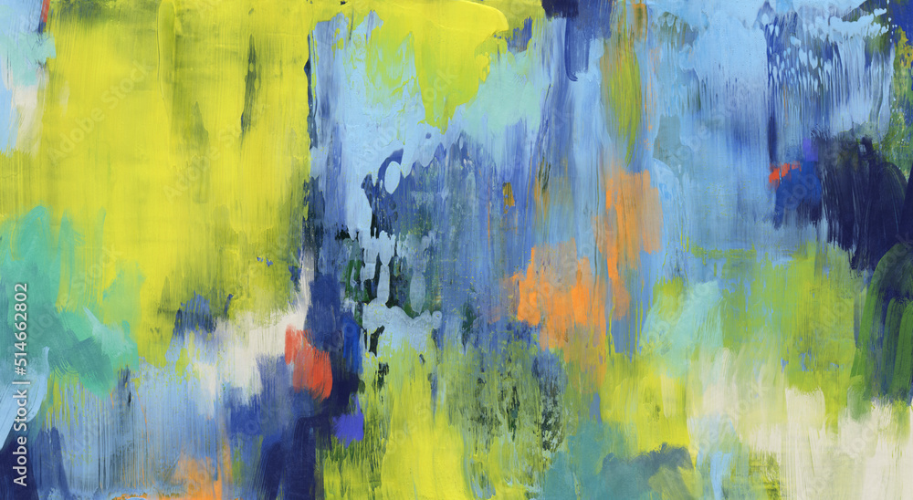Colourful abstract painting. Versatile artistic image for creative design projects: posters, banners, cards, magazines, book covers, prints, wallpapers. Gouache on paper.