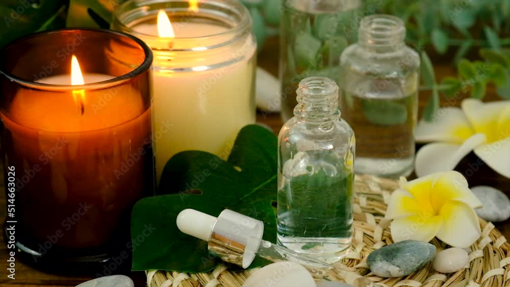 Spa cosmetics and oils for face and body care. Selective focus. Spa cosmetics and oils for face and body care. Selective focus.