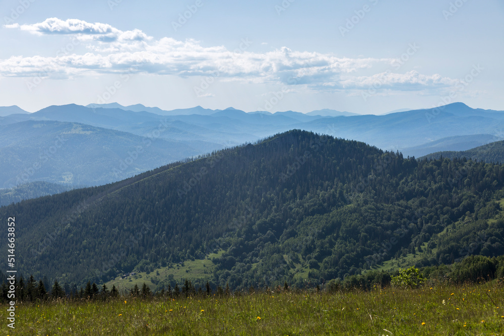 the triangular Kostel mountain in Ukrainian Gorgany, Carpathians