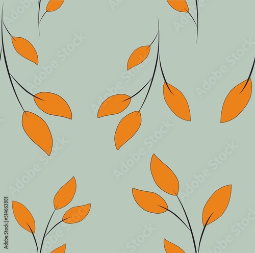 Seamless background on the theme of autumn. Twigs with leaves. Vector illustration. The background is suitable for fabric  postcards  albums. 