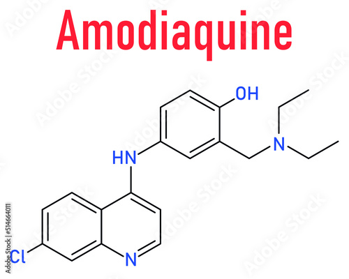 Skeletal formula of Amodiaquine anti-malarial drug molecule