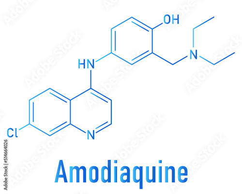Skeletal formula of Amodiaquine anti-malarial drug molecule