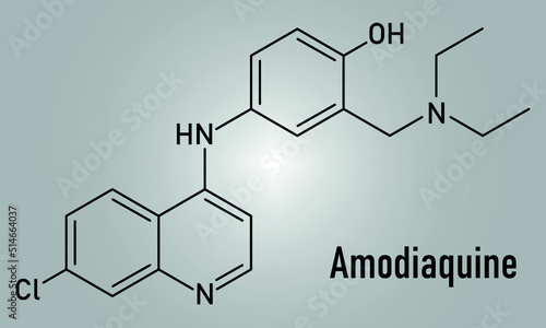 Skeletal formula of Amodiaquine anti-malarial drug molecule