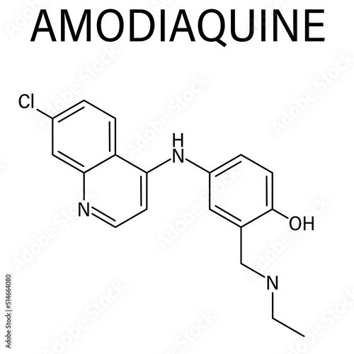 Skeletal formula of Amodiaquine anti-malarial drug molecule