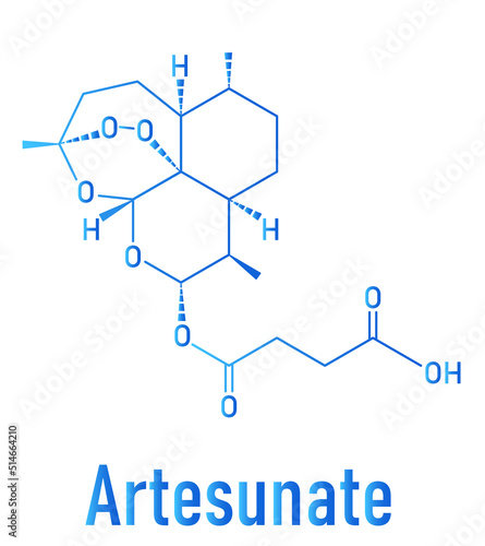 Skeletal formula of Artesunate malaria drug molecule.