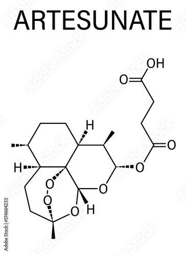 Skeletal formula of Artesunate malaria drug molecule.