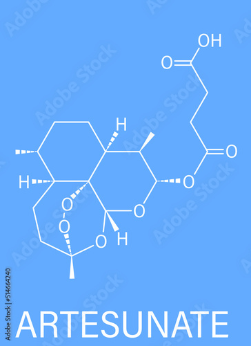 Skeletal formula of Artesunate malaria drug molecule.