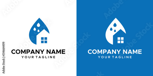 a graphic image of a rain-proof house themed, on a blue and white background. vector graphics base.