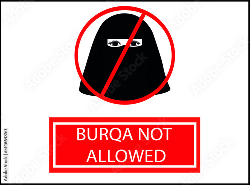 Burqa not allowed sign vector