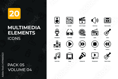 Multimedia Icons Collection. Set contains such Icons as television, dvd, computer, music, and more. photo