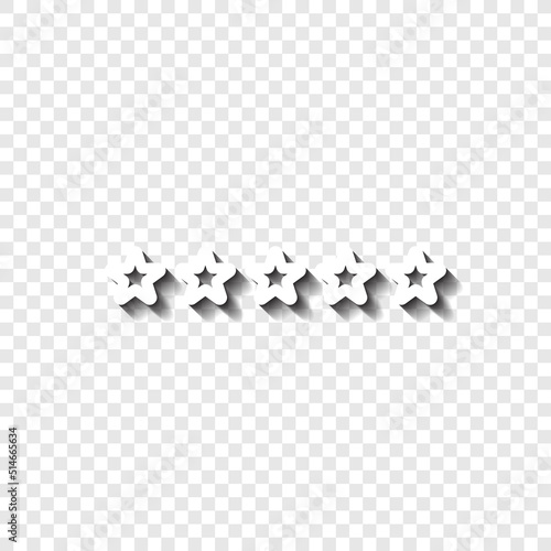 Five stars, rate simple icon vector. Flat design. White with shadow on transparent grid.ai © Leo Kavalli
