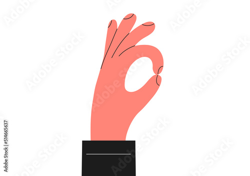 Ok sign. Hand showing okay isolated on white background. 