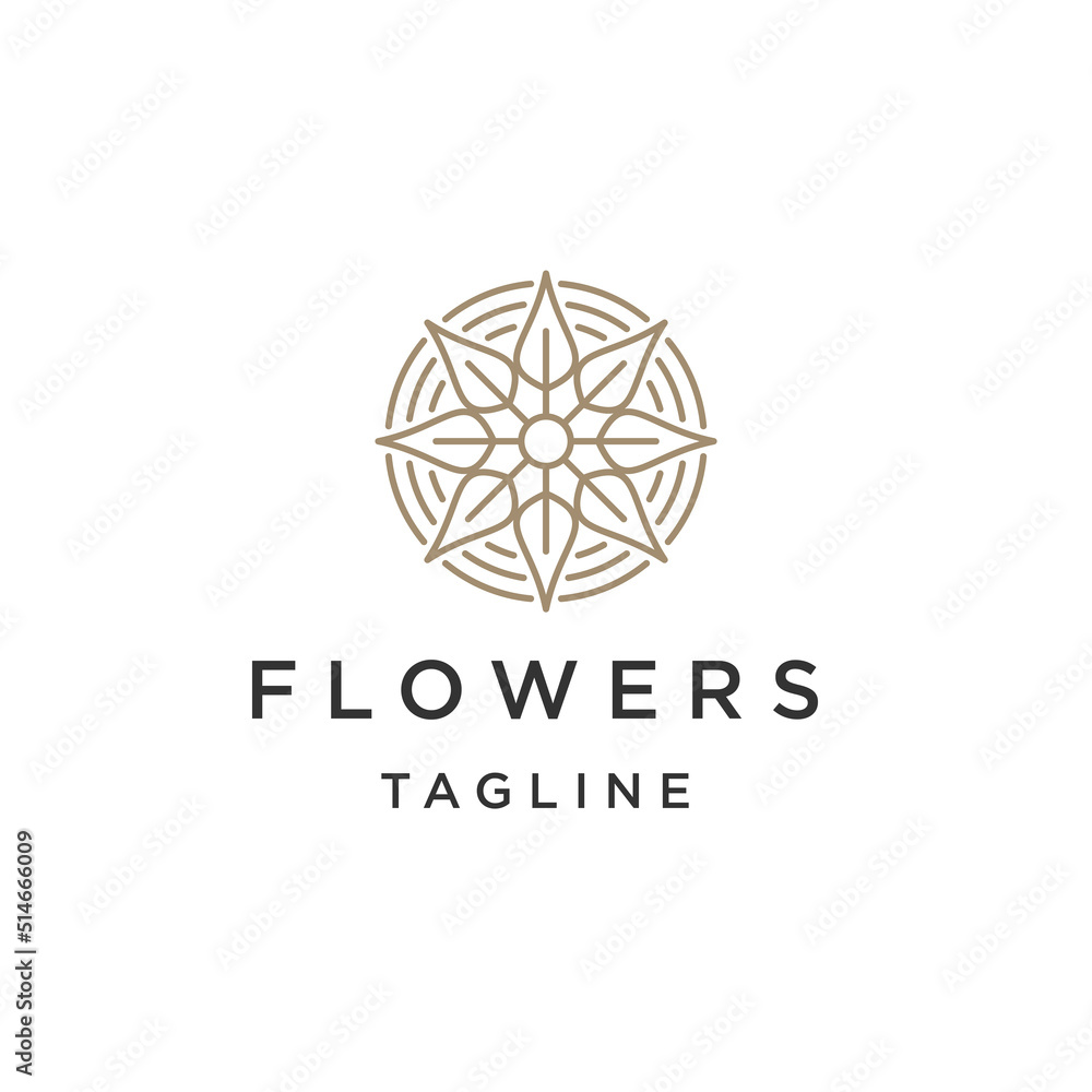 Flower boutique line logo icon design template flat vector Flower boutique line logo icon design template flat vector