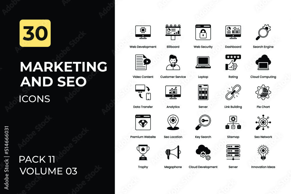 Marketing Icons Collection. Set contains such Icons as Pie Chart, Seo Report, Affiliate Marketing, Marketing Strategy, and more.
