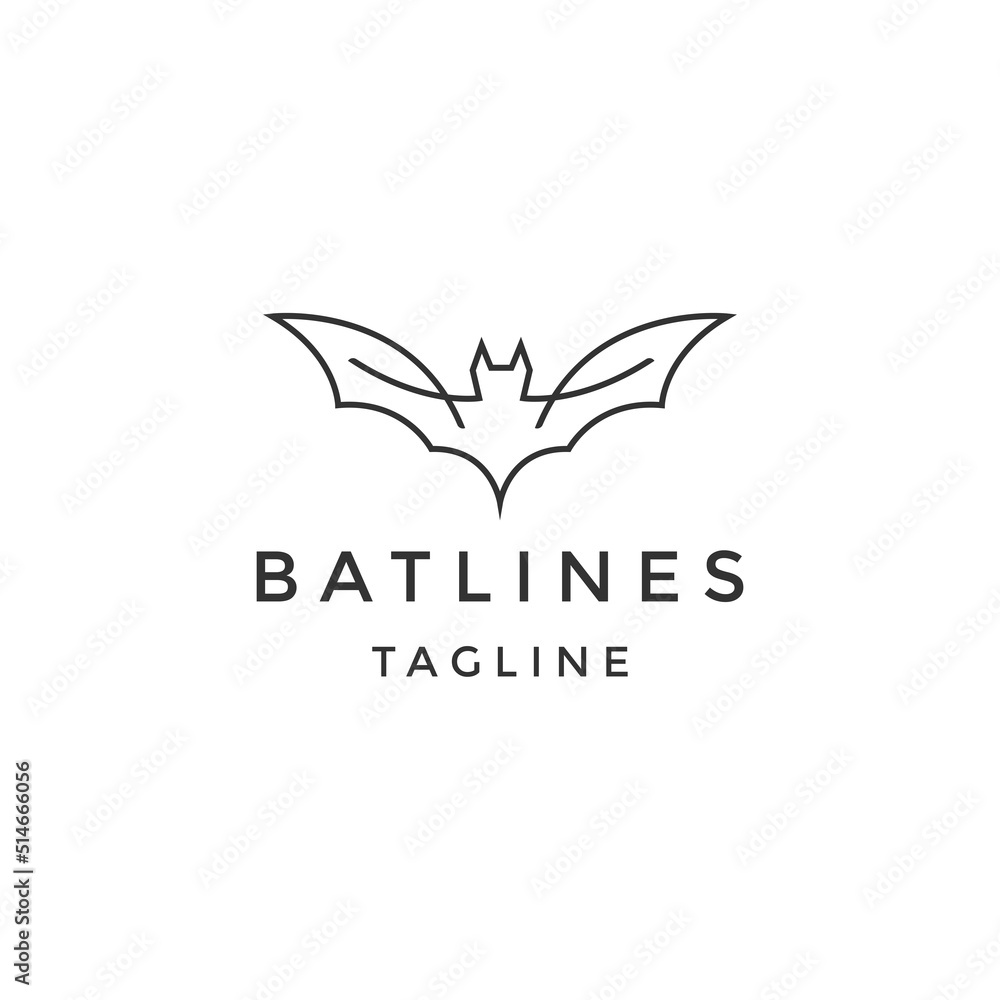 Bat line logo design template flat vector Bat line logo design template flat vector