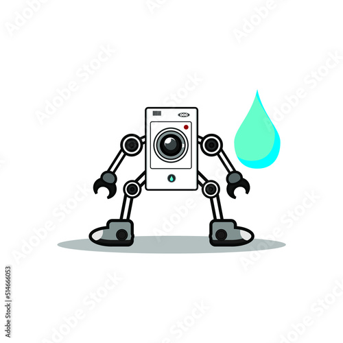 washing machine character mascot vector illustration, suitable for icons, mascots, advertisements, brochures, posters, logos, laundry, etc