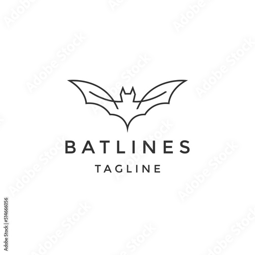 Bat line logo design template flat vector