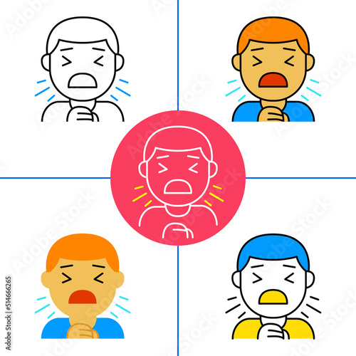 man coughing on white background