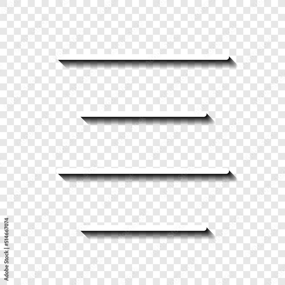Text alignment icon, vector. Flat design. White with shadow on transparent grid.ai Text alignment icon, vector. Flat design. White with shadow on transparent grid.ai