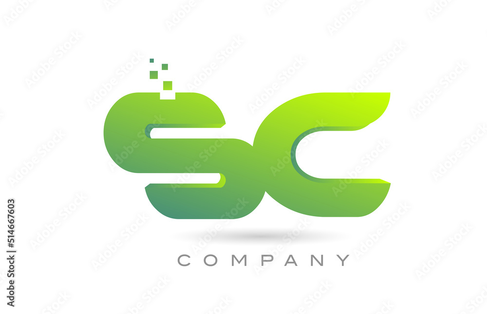 joined SC alphabet letter logo icon combination design with dots and green color. Creative template for company and business joined SC alphabet letter logo icon combination design with dots and green color. Creative template for company and business