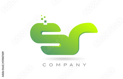 joined SR alphabet letter logo icon combination design with dots and green color. Creative template for company and business