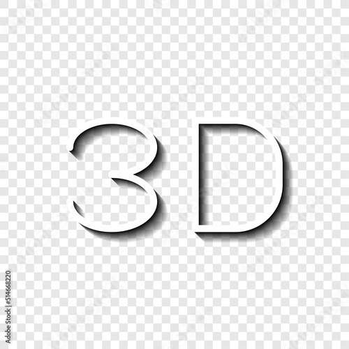 3D simple icon vector. Flat design. White with shadow on transparent grid.ai