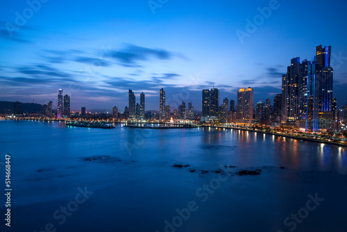 City skyline at twilight, Panama city, Panama, Central America photo