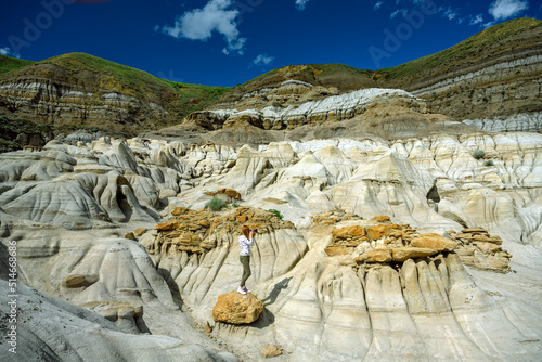 Hoodoos of Drumheller - The Eroded pillars of soft sandstone rock topped with a resilient cap