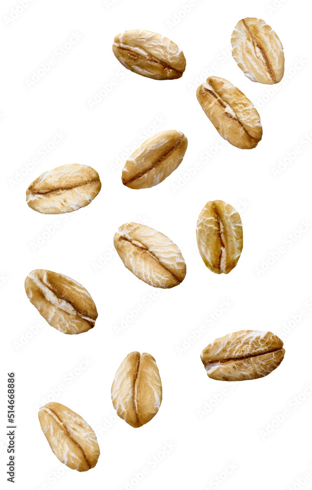 Obraz premium oat food cereal grain healthy oatmeal organic breakfast flake ingredient seed diet meal falling dry