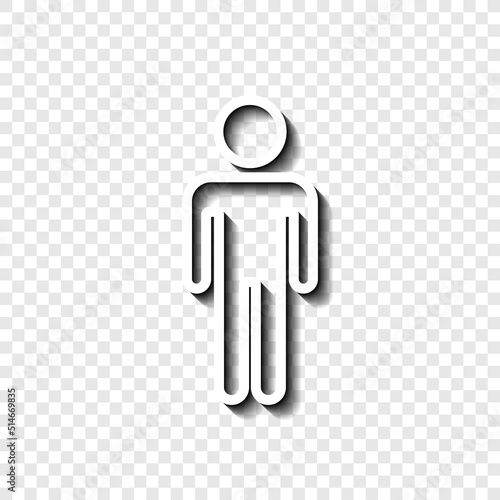 Man simple icon vector. Flat design. White with shadow on transparent grid.ai