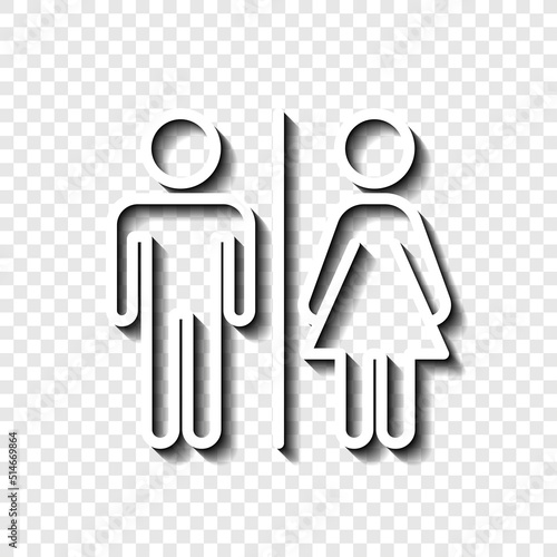 Man, woman simple icon vector. Flat design. White with shadow on transparent grid.ai