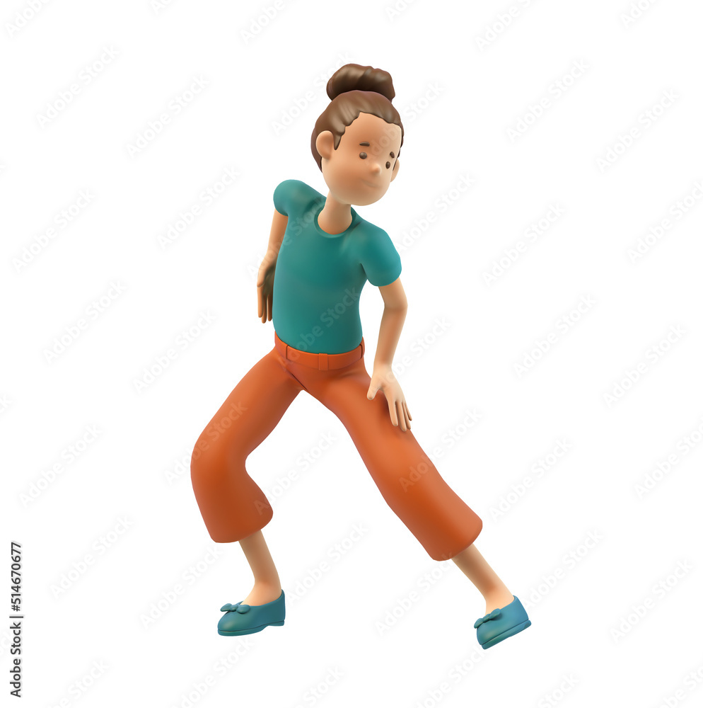 3d render Asian girl Show different gestures on a white background 3d render Asian girl Show different gestures on a white background