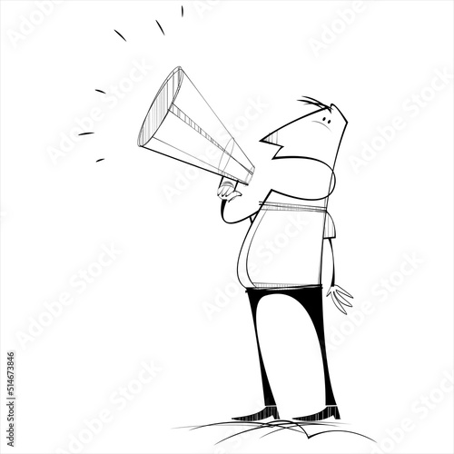 Schilderij op canvas A loud mouthed guy yelling through a megaphone