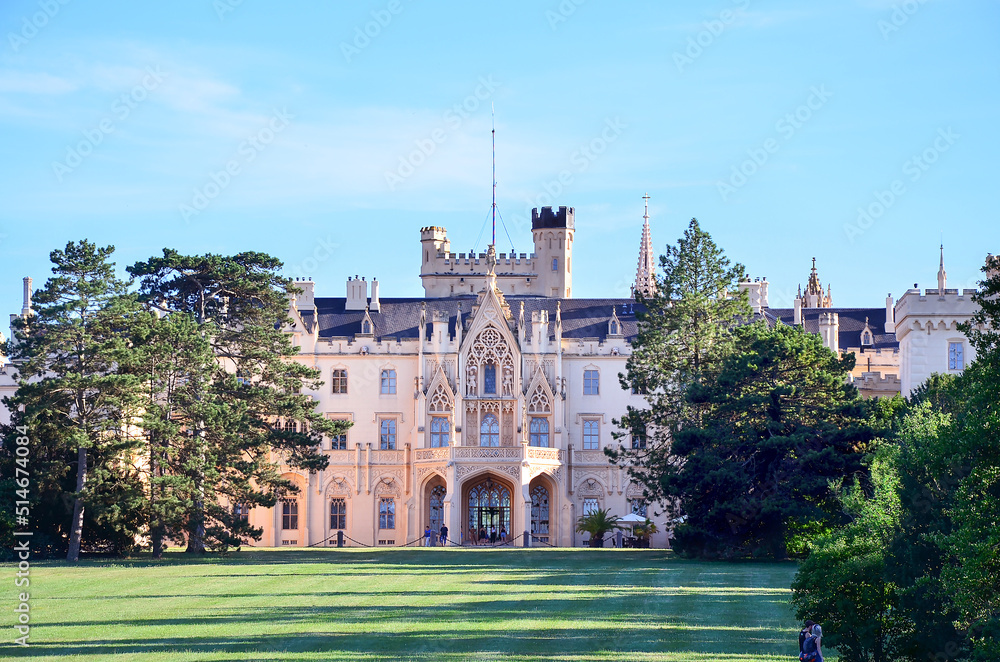 Castle Lednice back view, Lednice–Valtice Cultural Landscape Stock ...