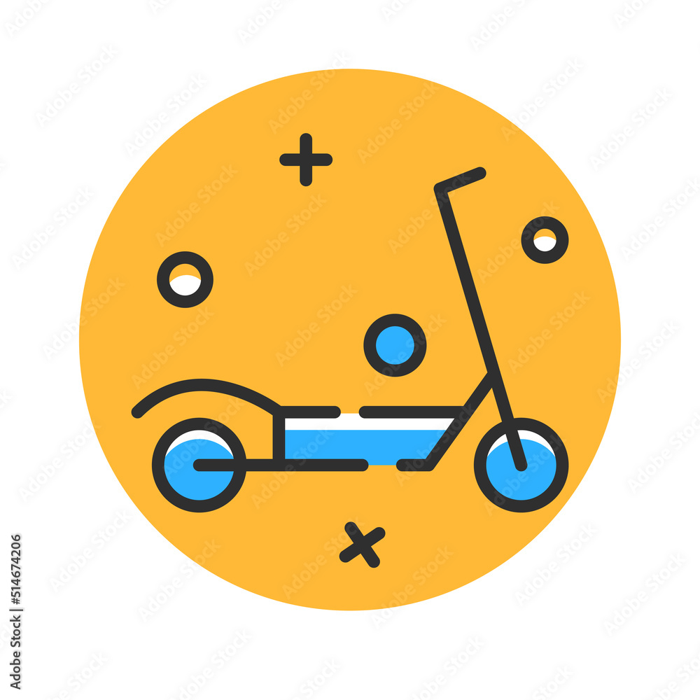 electric kick scooter flat line icon in color. Vector illustration concept electric kick scooter flat line icon in color. Vector illustration concept