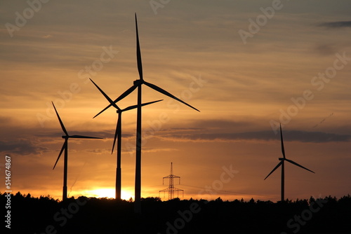 wind turbine at sunset